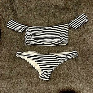 Beach Riot black and white striped bikini.